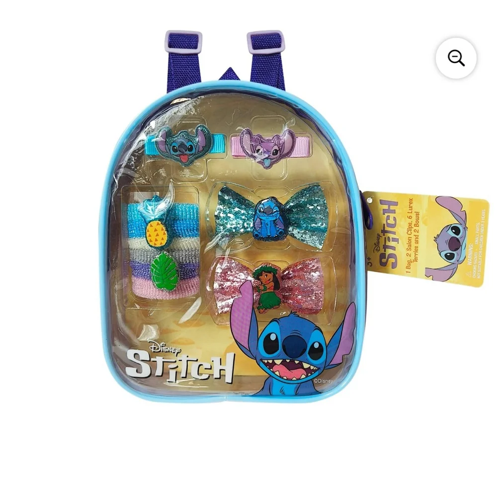 NEW Girls Disney Stitch Hair Accessories Set One Size Blue Pink